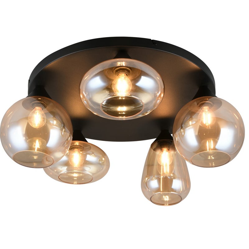 Lampa wisząca LUMINA czarno-bursztynowy 5xE14x10W szkło wym:24,5x63,5x63,5cm IP20 Trio