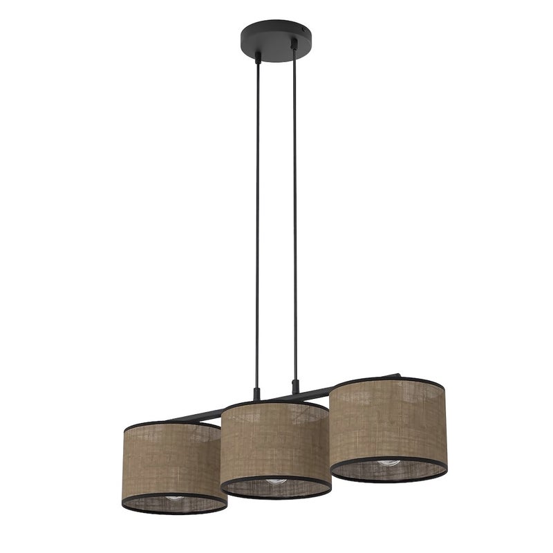Lampa wisząca cylindryczne abażury ECO brązowo-czarny 3xE27x15W metal wym:140x70x20cm IP20 Emibig