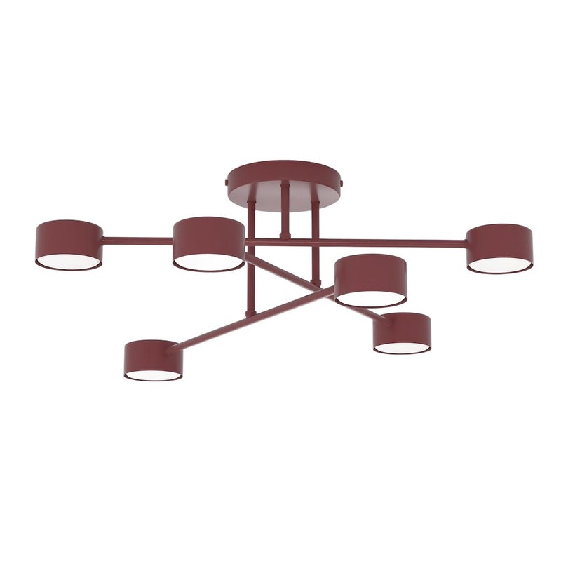 Lampa sufitowa spoty na stickach HALO burgundowy 6xGX53x12W metal wym:20x60x60cm IP20 Emibig