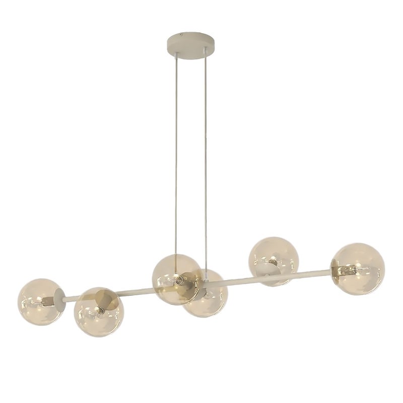 Lampa wisząca szklane kule na sticku MAGNUS beżowo-miodowy 6xE14x10W szkło wym:100x110x30cm IP20 Emibig