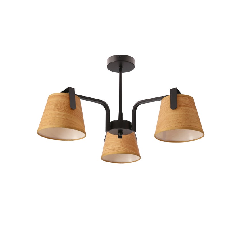 Lampa wisząca jasnobrązowe abażury Milbury czarno-brązowy 3xE14x40W tkanina wym:30x55x55cm IP20 Candellux