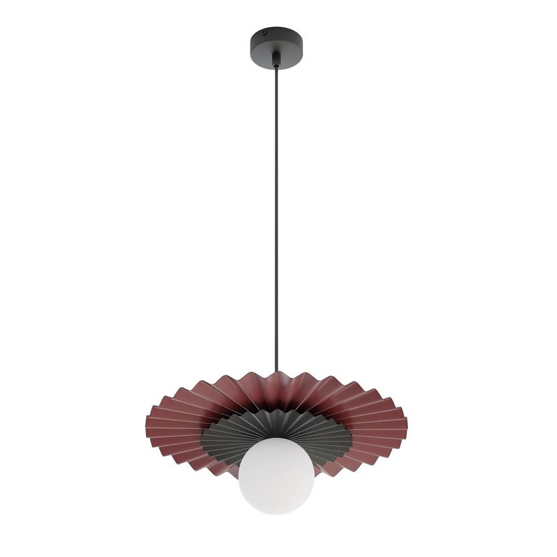 Lampa wisząca podwójny karbowany wachlarz UMBRA burgundowo-czarny 1xG9x8W metal wym:140x35x35cm IP20 Emibig