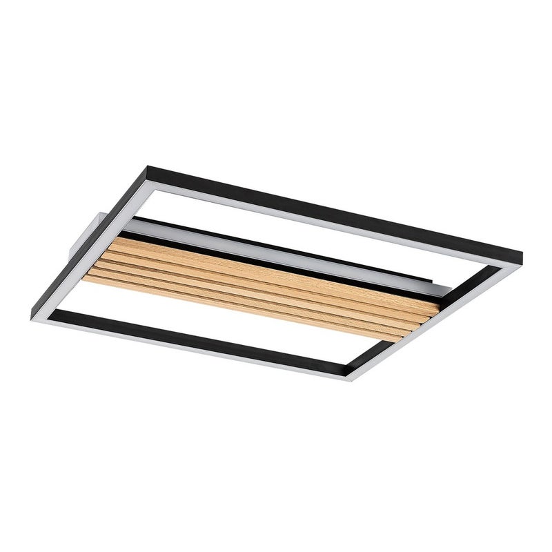 Plafon LED 30W 1800lm CCT Ściemnialny Rama Kwadratowy Drewno Dąb Czarny Matowy Metal Skandynawski IP20