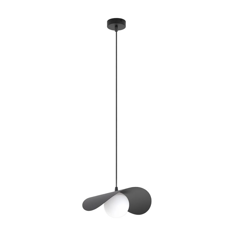Lampa wisząca średni falisty klosz z kulą RITUAL czarno-biały 1xG9x8W metal wym:140x30x30cm IP20 Emibig