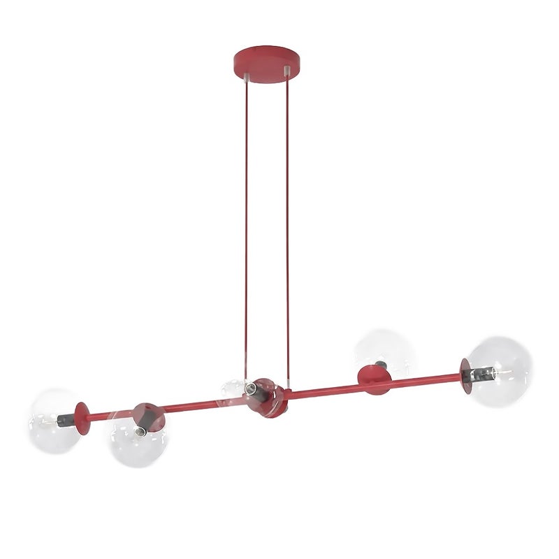 Lampa wisząca szklane kule na sticku MAGNUS burgundowo-transparentny 6xE14x10W szkło wym:100x110x30cm IP20 Emibig