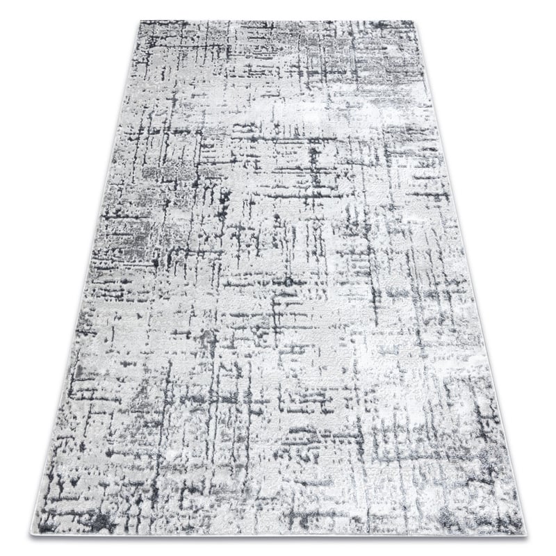 Dywan MEFE nowoczesny 8722 Linie vintage przecierany - Strukturalny, dwa poziomy runa szary / biały 240x330 cm
