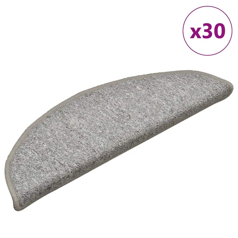 Maty na schody 30 szt. 56x17x3 cm Jasnoszare półokrągłe vidaXL