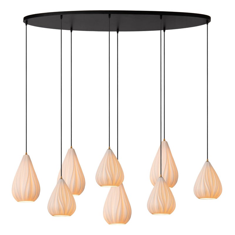 Lampa wisząca CINZIA biało-czarny 8xE27x40W porcelana wym:170x55,5x155,5cm IP20 Lucide