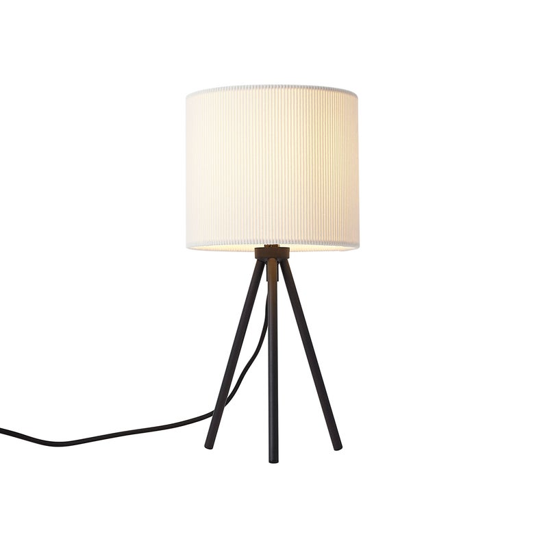 Qazqa nowoczesny lampa stołowa z kloszem - Luz - czarny, okrągły, max. 10w, e14, 35cm, IP20 oświetlenie wewnętrzne