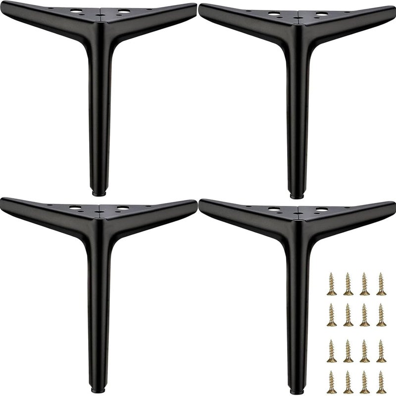 Metalowe nogi meblowe, nogi meblowe DIY, nogi do sof i krzeseł, zestaw 4 sztuk, czarne, 20 cm