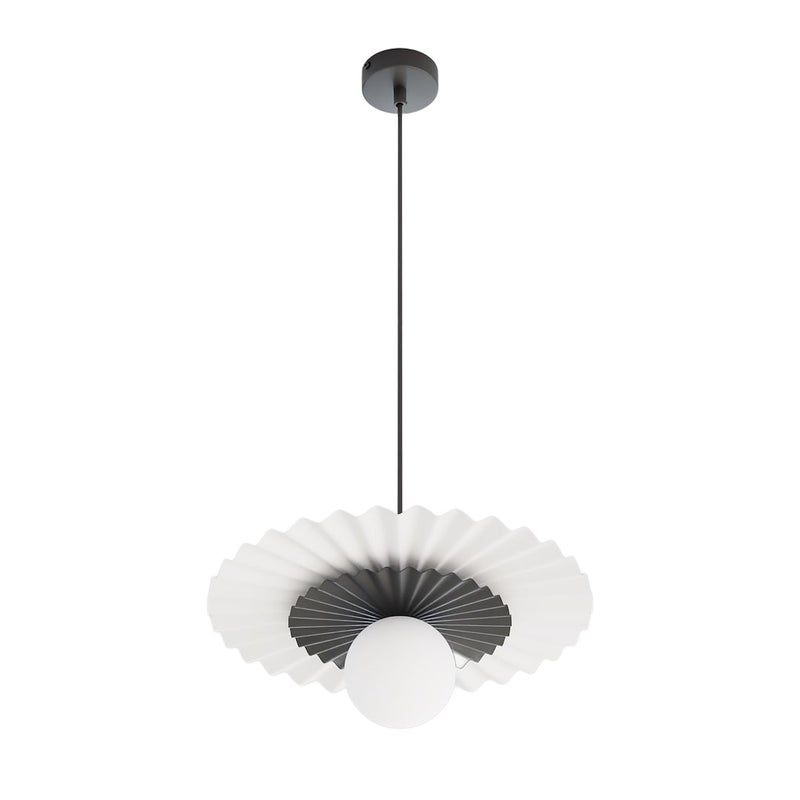 Lampa wisząca podwójny karbowany wachlarz UMBRA biało-czarny 1xG9x8W metal wym:140x35x35cm IP20 Emibig