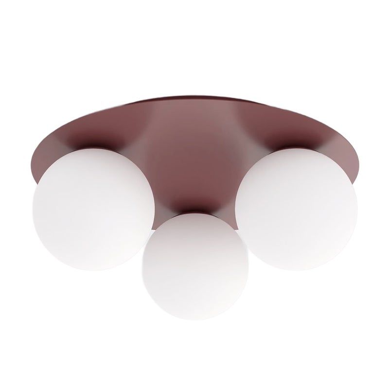 Lampa sufitowa szklane kule SOLAR burgundowo-biały 3xE14x10W metal wym:19x43x43cm IP20 Emibig