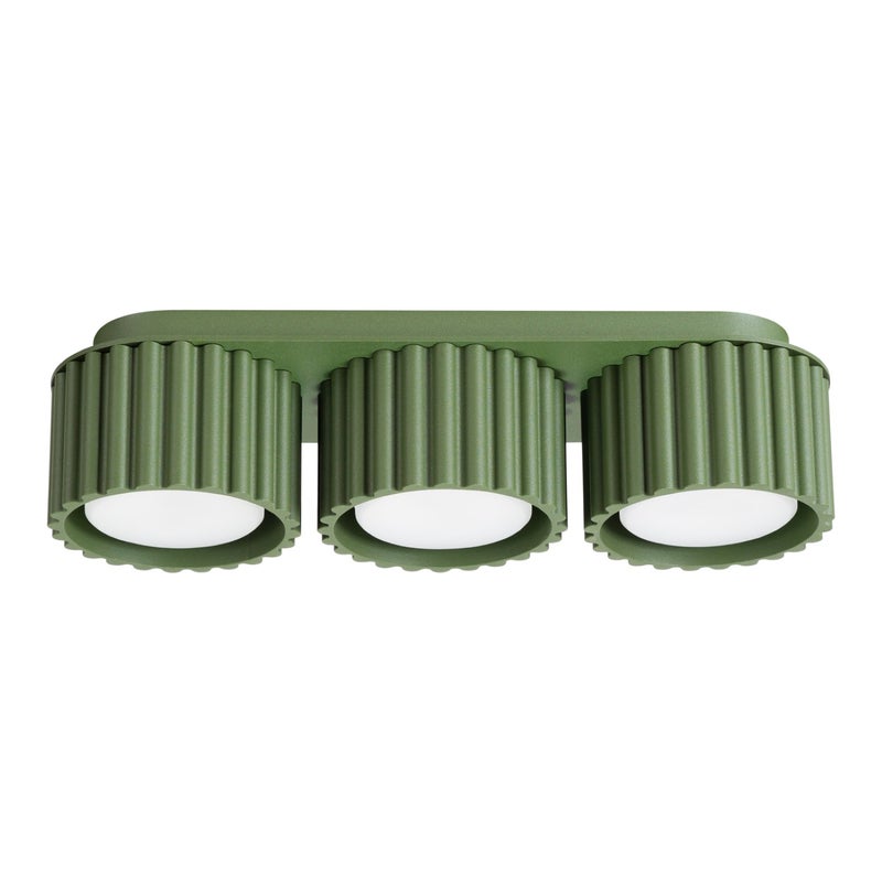 Spot sufitowy nowoczesny zielony oliwkowy potrójny ryflowany 3xGX53 10W AURA Sollux Lighting
