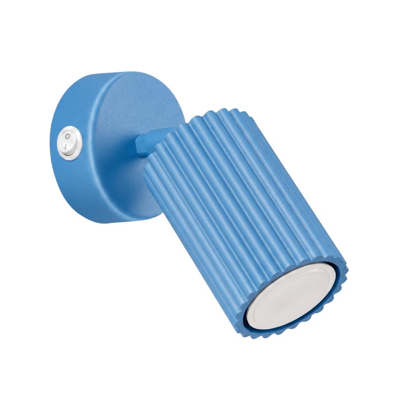 Kinkiet ścienny nowoczesny błękitny ryflowany reflektor włącznik 1xGU10 10W KARBON Sollux Lighting