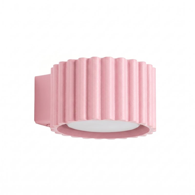 Kinkiet ścienny nowoczesny różowy okrągły ryflowany 1xGX53 10W AURA Sollux Lighting