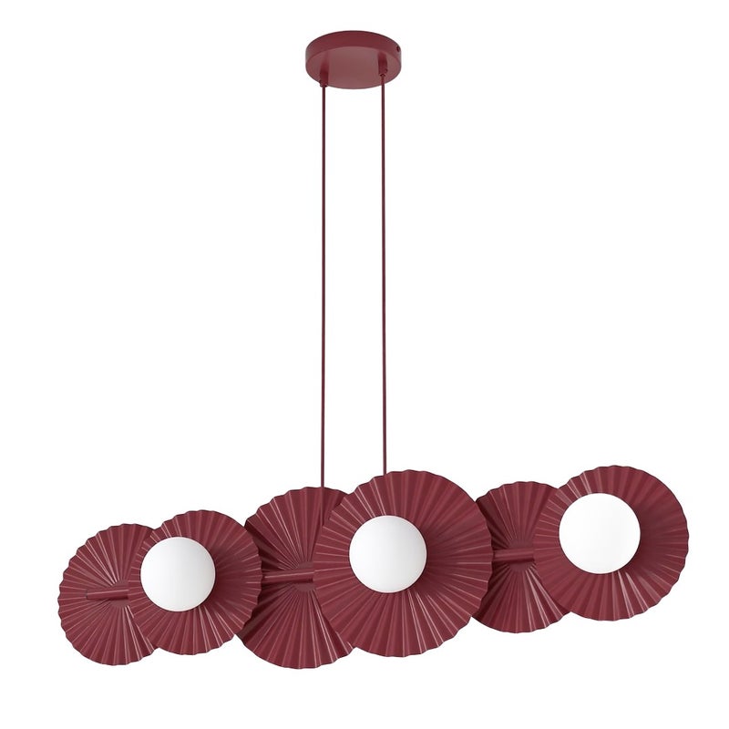 Lampa wisząca modułowa karbowane dyski UMBRA burgundowy 6xG9x8W metal wym:140x92x20cm IP20 Emibig