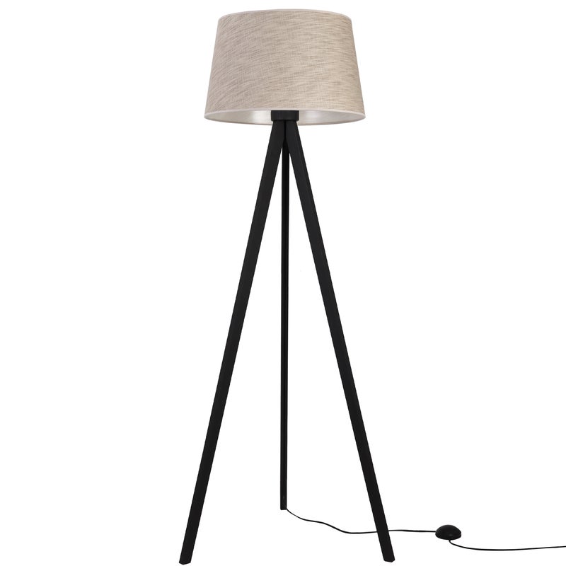 Lampa podłogowa stojąca Len trójnóg czarny 1xE27 stożek beżowy L05 Light Home LH