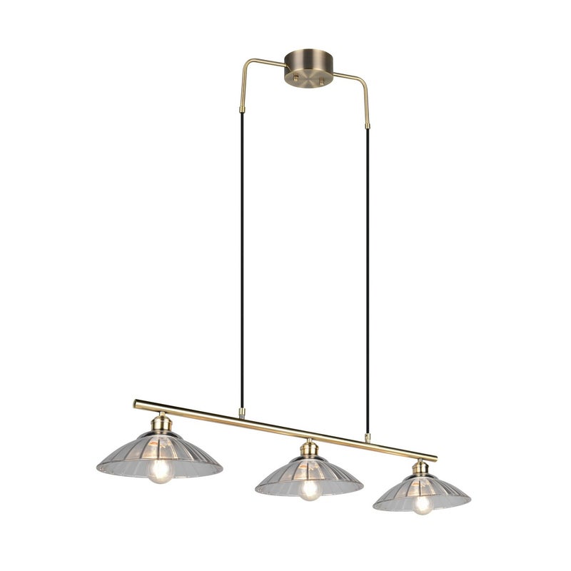 Lampa wisząca ELUNA złota patyna-przezroczysty 3xE27x60W metal wym:150x100x25cm IP20 RL
