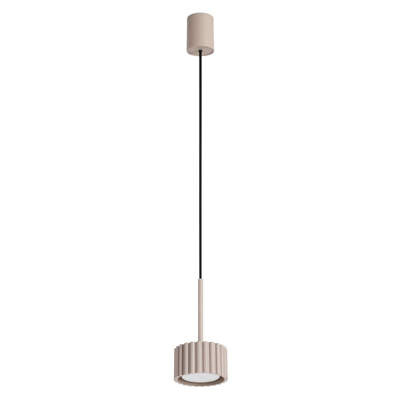 Lampa wisząca nowoczesna taupe mały okrągły ryflowany klosz 1xGX53 10W AURA Sollux Lighting