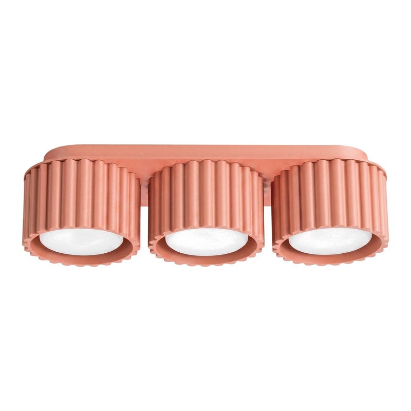 Spot sufitowy nowoczesny brzoskwiniowy potrójny ryflowany 3xGX53 10W AURA Sollux Lighting