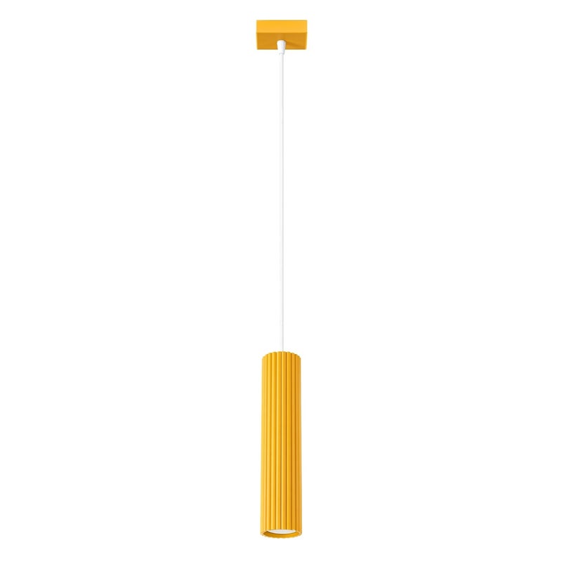 Lampa wisząca nowoczesna żółta ryflowana tuba 1xGU10 10W KARBON Sollux Lighting