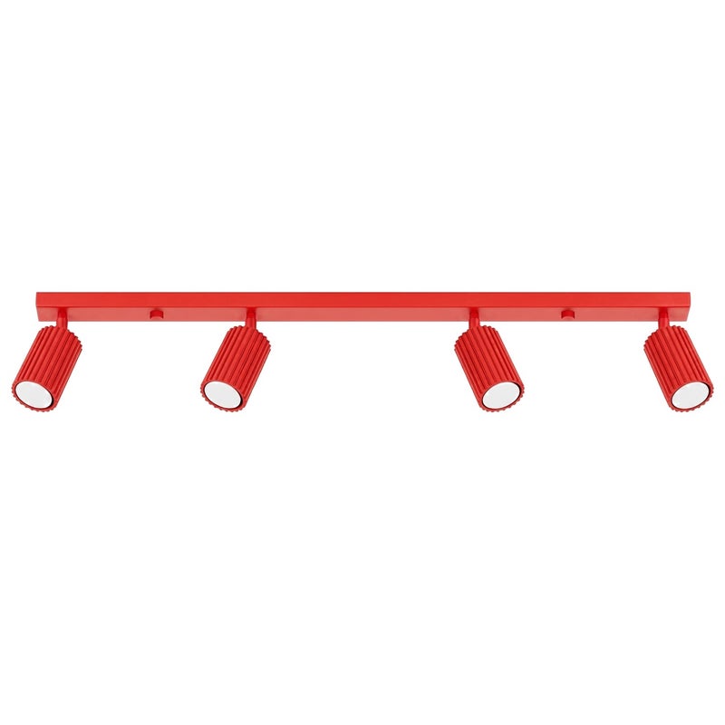 Lampa sufitowa nowoczesna czerwona listwa ryflowane reflektorki 4xGU10 10W KARBON Sollux Lighting