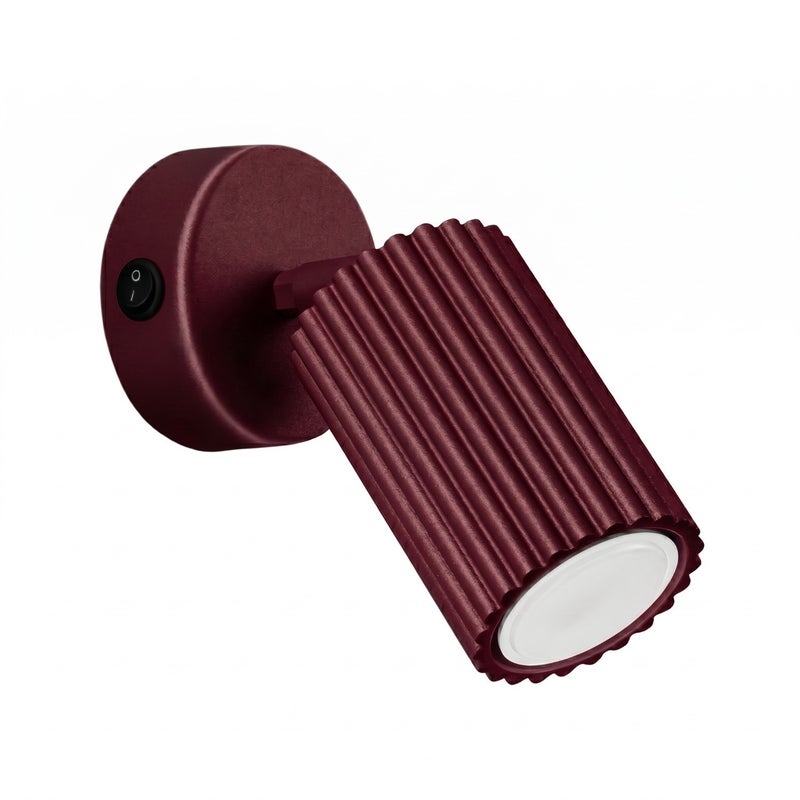 Kinkiet ścienny nowoczesny burgundowy ryflowany reflektor włącznik 1xGU10 10W KARBON Sollux Lighting