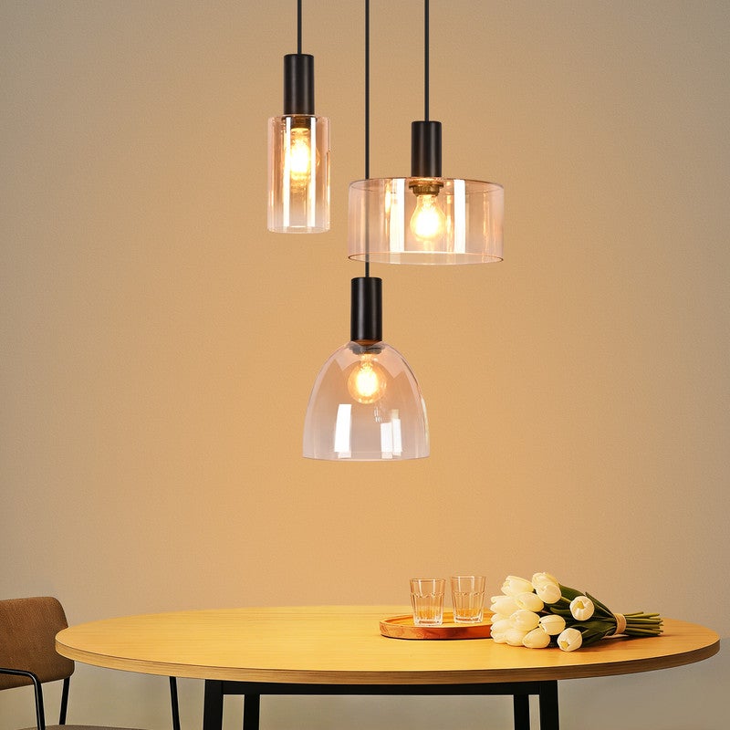 NETTLIFE 3-punktowa lampa wisząca nad stół jadalny, żyrandol w stylu vintage industrial z regulowaną wysokością do kuchni (żarówki nie są dołączone)