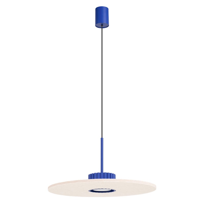 Lampa wisząca designerska ultramarynowo-beżowa ryflowany spot w filcowym okręgu 1xGX53 10W OVO Sollux Lighting