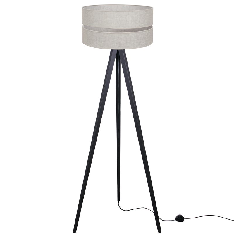 Lampa podłogowa stojąca Len Duo trójnóg czarny 1xE27 abażur beżowy jasny Light Home LH