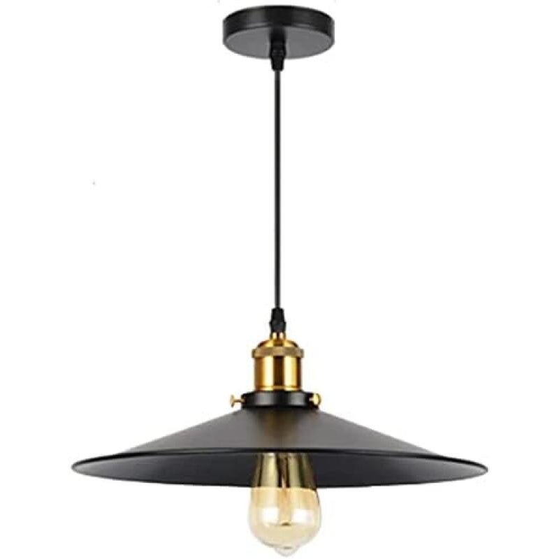 Metalowa lampa wisząca w kształcie trąbki, w stylu retro industrialnym, z gniazdem E27, idealna do salonu, jadalni lub baru, średnica 22 cm.