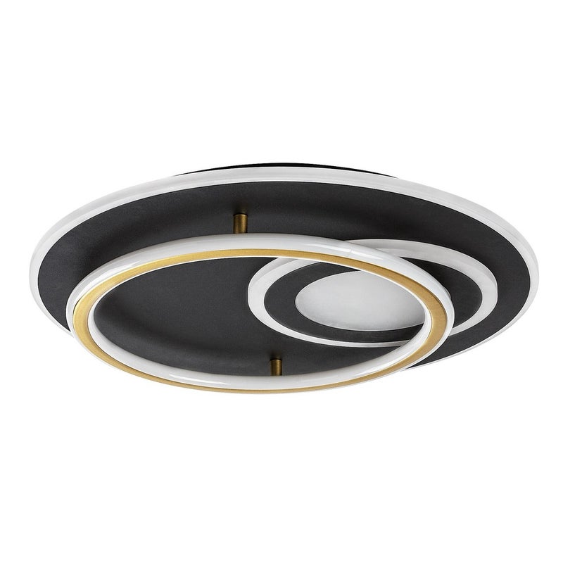 Plafon LED 60W 3000lm CCT Ściemnialny Pierścienie Spirala Czarny Złoty Metal IP20 Ø550mm