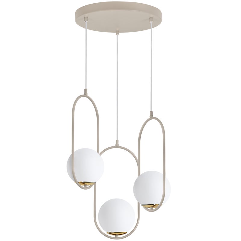Lampa sufitowa wisząca Luna okrągła 3xE14 klosz biały kula kaszmir/złoty Light Home LH