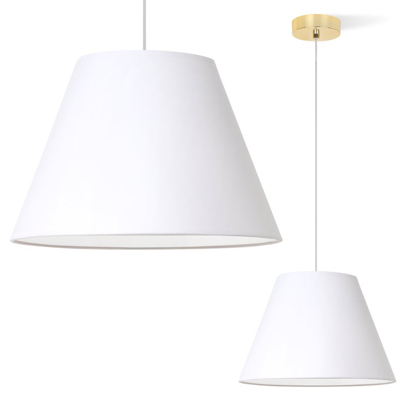 Lampa sufitowa wisząca Vienna złota 1xE27 abażur biały stożek 30cm Light Home LH