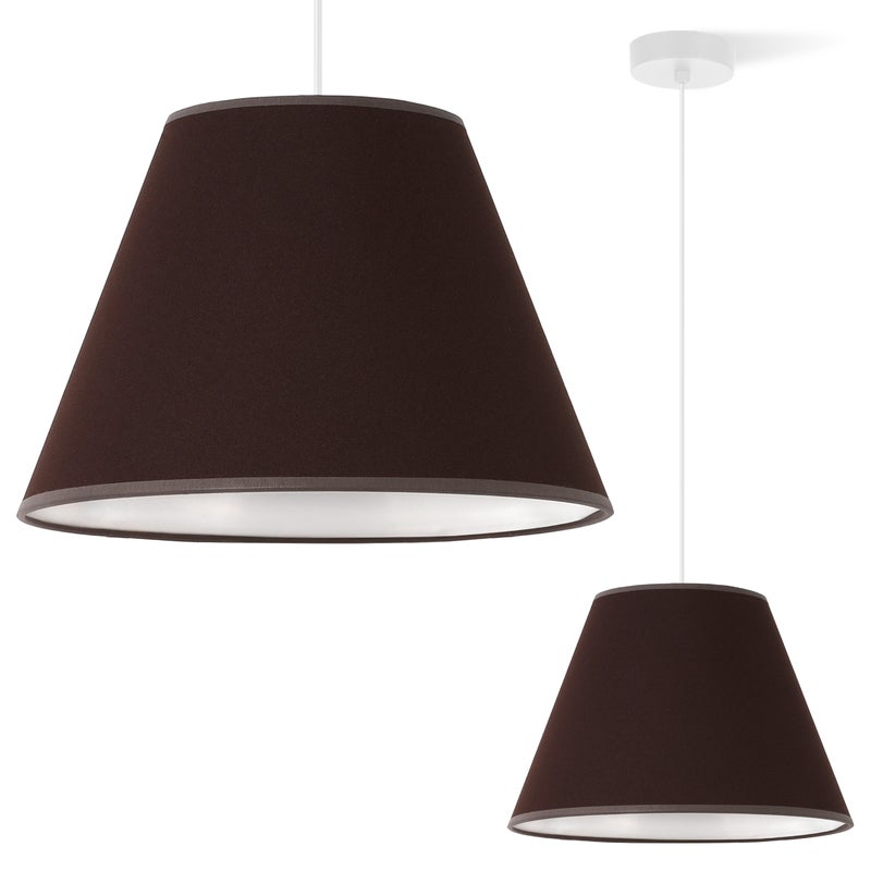 Lampa sufitowa wisząca Gaja biały 1xE27 abażur brązowy stożek 30cm Light Home LH