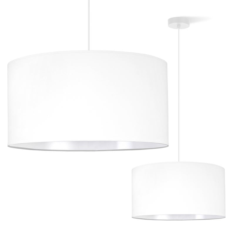Lampa sufitowa wisząca Gaja biała 1xE27 abażur biały walec 44cm Light Home LH