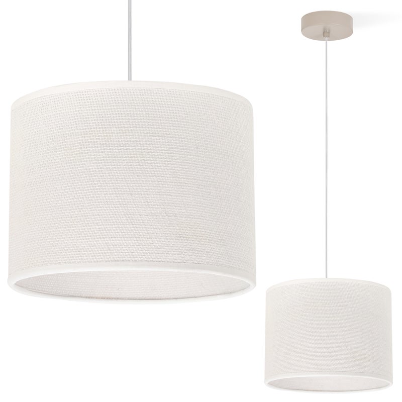 Lampa sufitowa wisząca Juta kaszmir 1xE27 abażur biały walec 20cm Light Home LH