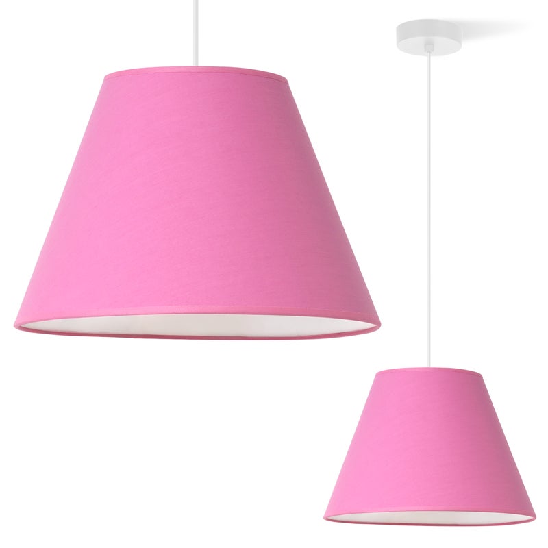 Lampa sufitowa wisząca Pastel biały 1xE27 abażur różowy stożek 30cm Light Home LH