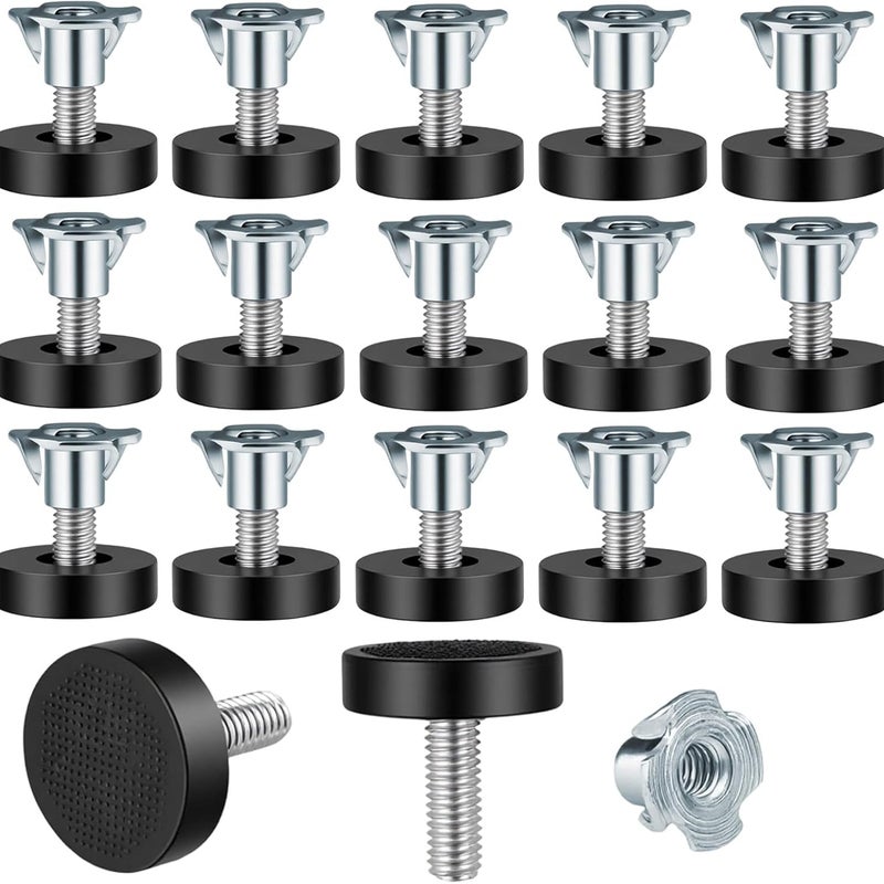 16 sztuk regulowanych nóżek meblowych, regulowane nogi do poziomowania, gwintowane M6x22 mm, do nóg stołu, podkładek meblowych.