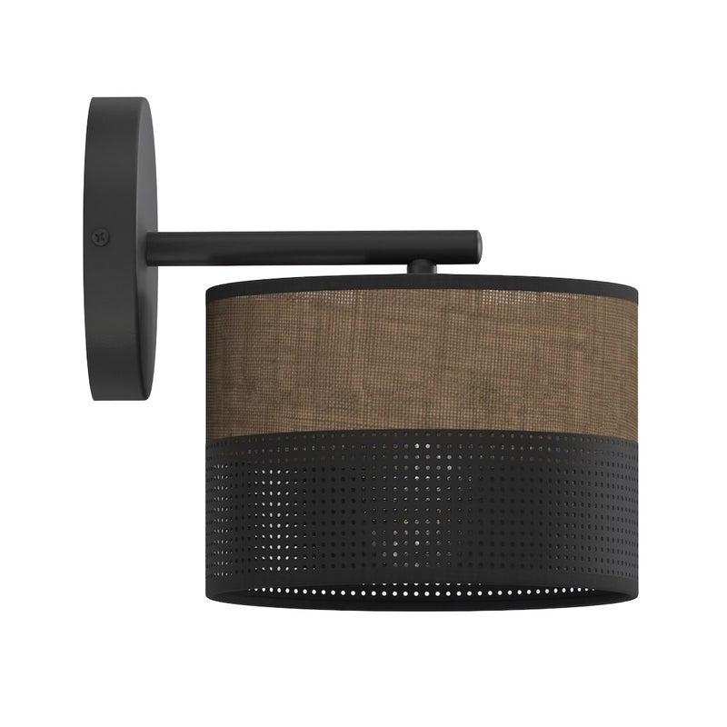 Kinkiet perforowany klosz KARBON czarno-brązowy 1xE27x15W metal wym:24x20x20cm IP20 Emibig