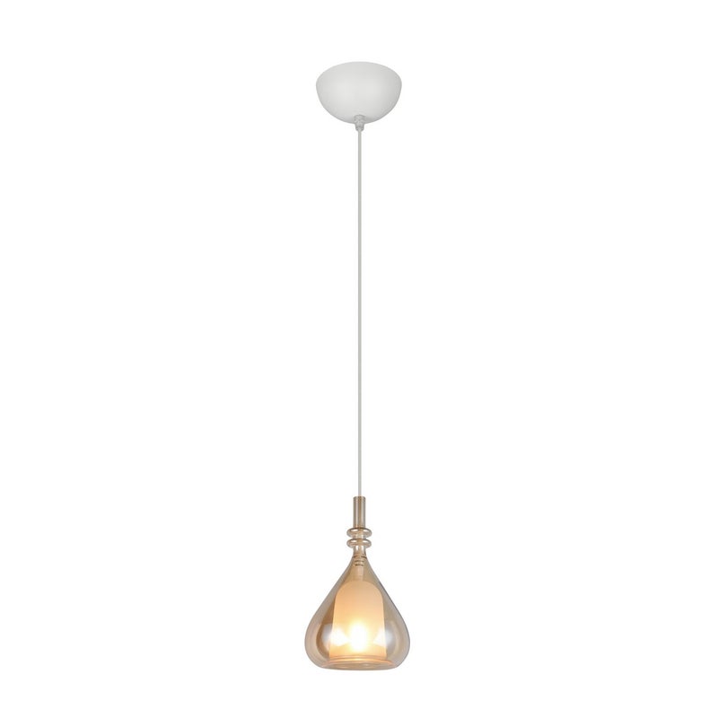 Lampa wisząca ALDEA biało-bursztynowy 1xE14x10W szkło wym:200x12x12cm IP20 Trio