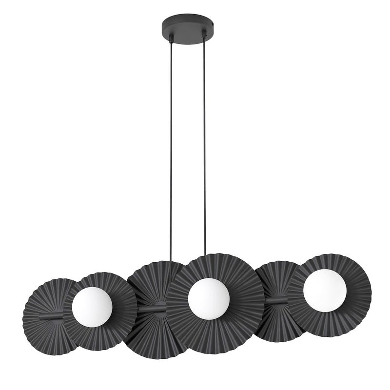 Lampa wisząca modułowa karbowane dyski UMBRA czarny 6xG9x8W metal wym:140x92x20cm IP20 Emibig