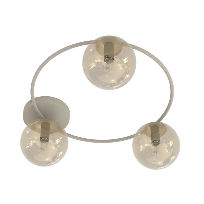 Lampa sufitowa szklane kule na ringu SOPRA beżowo-miodowy 3xE14x10W szkło wym:20x47x47cm IP20 Emibig