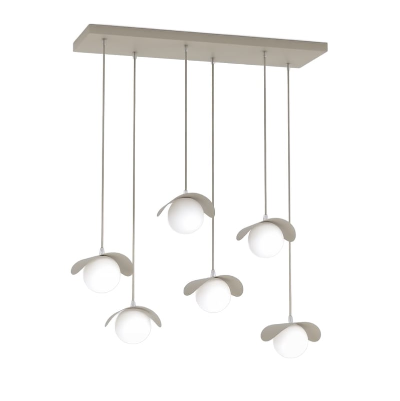 Lampa wisząca kaskada falistych kloszy RITUAL beżowo-biały 6xG9x8W metal wym:120x75x32cm IP20 Emibig