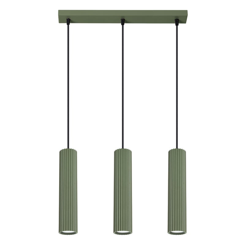 Lampa wisząca GRAVIO zielony oliwkowo-czarna 3xGU10x10W aluminium wym:98x45x6,5cm IP20 Pure Lume