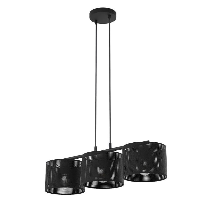 Lampa wisząca listwa cylindryczne abażury LUX czarny 3xE27x15W metal wym:140x70x20cm IP20 Emibig