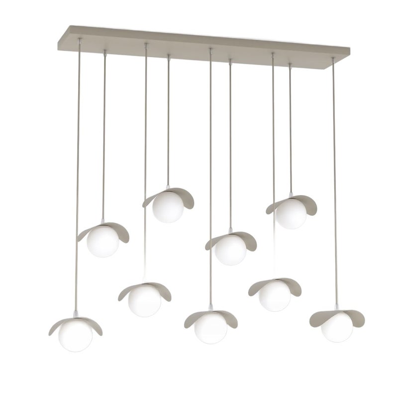Lampa wisząca kaskada falistych kloszy RITUAL beżowo-biały 9xG9x8W metal wym:120x100x32cm IP20 Emibig