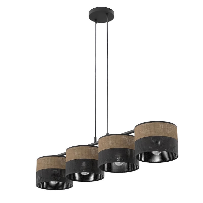 Lampa wisząca okrągła perforowane klosze KARBON czarno-brązowy 4xE27x15W metal wym:140x96x20cm IP20 Emibig