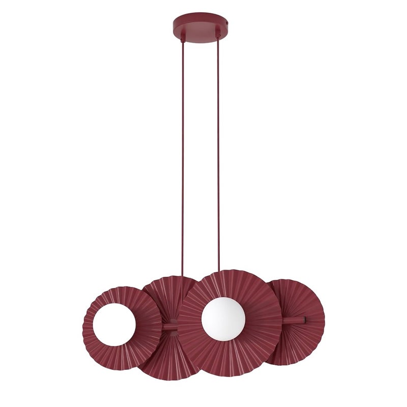 Lampa wisząca modułowa karbowane dyski UMBRA burgundowy 4xG9x8W metal wym:140x59x20cm IP20 Emibig