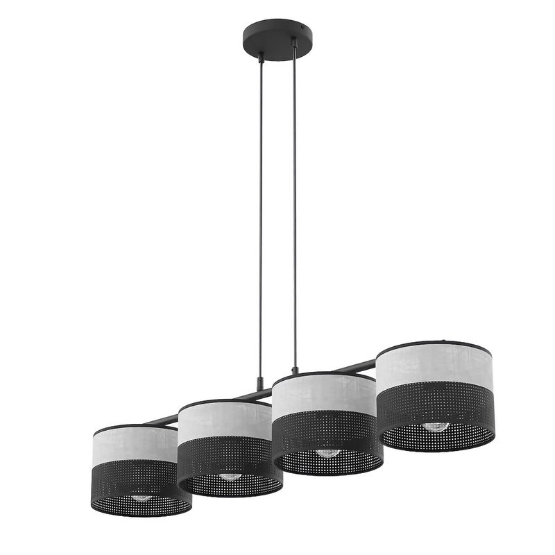 Lampa wisząca okrągła perforowane klosze KARBON czarno-szary 4xE27x15W metal wym:140x96x20cm IP20 Emibig